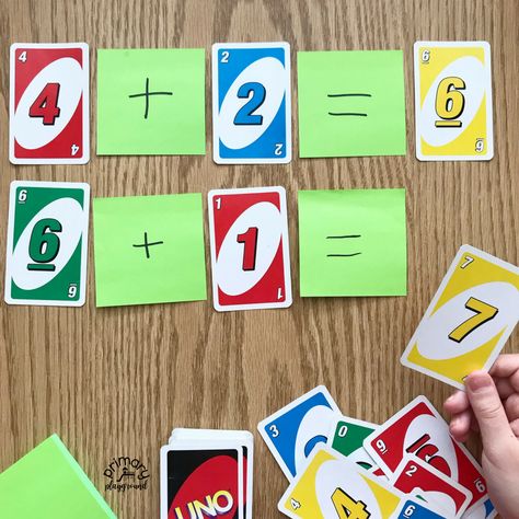 Primary Playground, Teaching Subtraction, Math Card Games, Math Station, Uno Card, Kindergarten Math Games, Addition Activities, Uno Cards, Maths Games