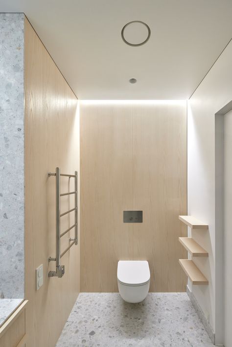 Gallery of Flat in Zverynas / HEIMA architects - 28 Hospital Bathroom, Modern Penthouse Apartment, Loft Penthouse, Healthcare Interior Design, Modern Hospital, Cozy Attic, Modern Penthouse, Loft Interior Design, Wooden Architecture