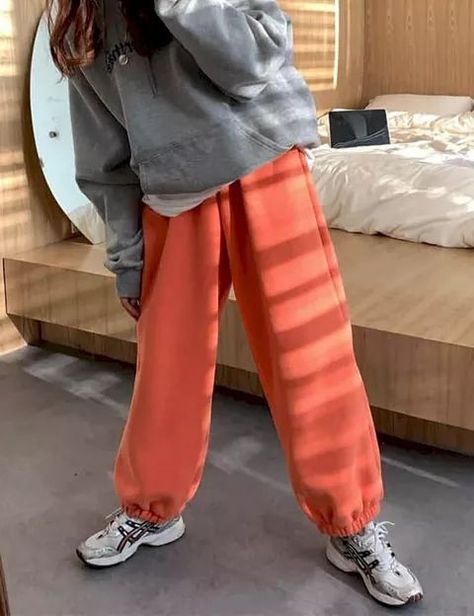 SKU: 3256802025695679 Orange Sweatpants Outfit, Winter Sweatpants, Orange Sweatpants, Sweatpants Outfit, Orange Outfit, Velvet Pants, Shirt And Pants, Pants Outfit, Running Errands