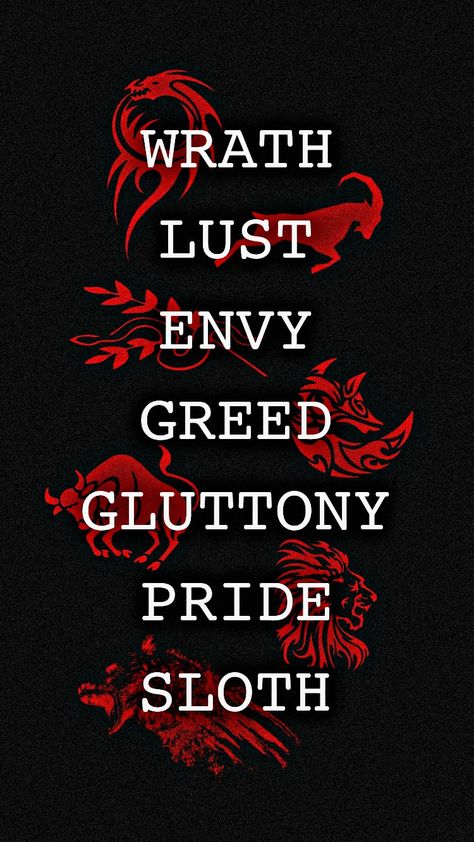 7 Deadly Sins Bible, Seven Deadly Sins Tattoo, Fate Tattoo, Tattoo Mafia, Kingdom Of The Wicked, Game Of Thrones Funny, 7 Deadly Sins, Funny True Quotes, Scary Art