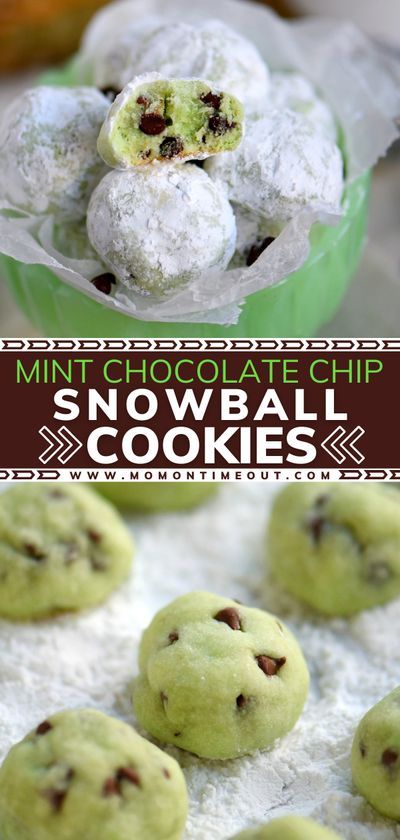 Chocolate Chip Snowball Cookies, Mint Dessert, Mint And Chocolate, Mint Chocolate Chip Cookies, Snowball Cookies, Mint Chocolate Chip, Cookies Easy, Christmas Candy Recipes, Mint Cookies