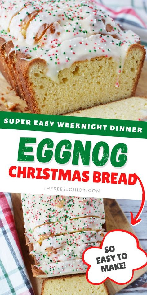 Eggnog Bread Recipe, Eggnog Bread, Christmas Eggnog, Holiday Bread, Christmas Bread, Christmas Baking Recipes, Eggnog Recipe, Christmas Brunch, Christmas Food Desserts