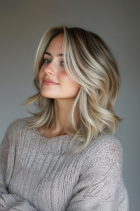 Click for More ➡️ | Save for Later ❤️Light, feathery layers add movement and softness to this elegant cut. Vanilla blonde highlights bring a bright, fresh dimension to the style. (Airy Layers with Vanilla Blonde Highlights - Medium Length Layered Haircuts) Vanilla Blonde Highlights, Feathery Layers, Medium Length Layered Haircuts, Vanilla Blonde, Hairstyles Haircuts, Layered Haircuts, Haircut Ideas, Blonde Highlights, Save For Later