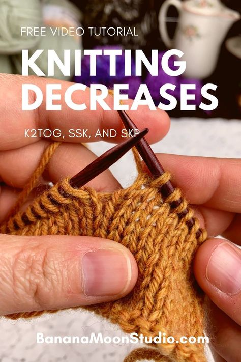 Decreasing Stitches Knitting, How To Decrease Knitting Stitches, Knitting Decreases Tutorials, Knit Decrease Stitches, Ssk In Knitting How To, Decrease Knitting Stitches, How To Decrease In Knitting, Knitting Decreases, Ssk In Knitting