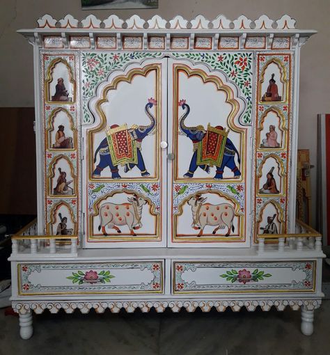 Thakorji Mandir For Home, Thakorji Shringar, Shreenath Ji, Wooden Mandir, Mandir Designs, Wooden Temple, Tv Unit Furniture Design, Mandir Design, Tv Unit Furniture