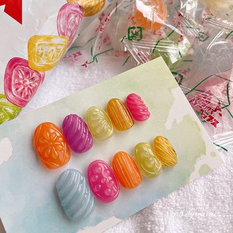 3d Candy Nails, Gummy Nails, Candy Nails Designs, Gel Nail Sets, Candy Nail Art, Candy Nails, Leopard Print Nails, Vibrant Nails, Nail Candy