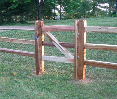 Cedar Split Rail Fence, Gate Modern, Fence And Gate, Diy Backyard Fence, Gate Fence, Split Rail Fence, Country Fences, Gate Ideas, Front Gate