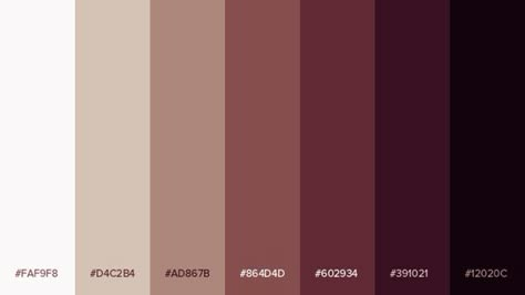 Burgundy Brown Color Palette, Maroon Colour Pallet, Red Brown Colour Palette, Red Brown Cream Color Palette, Brown Beige Red Color Palette, Maroon Color Palette, Flat Color Palette, Color Design Inspiration, Hex Color Palette