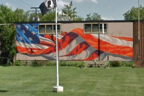 Artist to Paint Flag Mural on Va. Square American Legion Post | ARLnow - Arlington, Va. local news Flag Mural, American Legion, Veterans Day Paintings On Canvas, Patriotic Mural, Veteran Painting, Veteran Artwork, Painters Tape Design Wall, American Flag Mural, Painters Tape Design