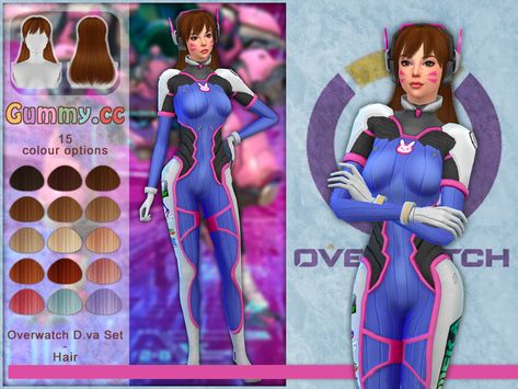 Sims 4 Cc Dva Overwatch, Sims 4 Cc Video Games, Overwatch Sims 4 Cc, Alpha Sims, Overwatch Costume, D Va Overwatch, Swatch Women, Cc Video, D.va Overwatch