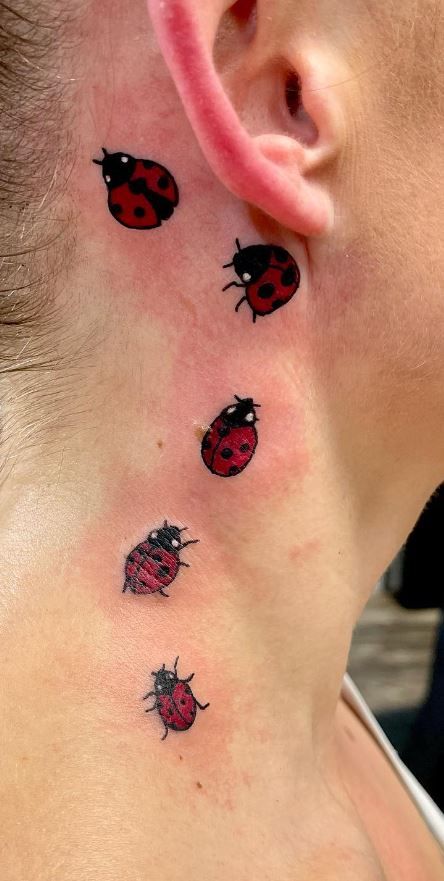 << Check out more Ladybug Tattoos, Ideas and Meanings #tattoomenow #tattooideas #tattoodesigns #tattoos #ladybug #chakratattoos Ladybug Tattoo Ideas Black, Unique Ladybug Tattoo, Ladybug With Flower Tattoo, Lady Bug Tattoos Black, Tattoo Ideas Female Ladybug, Ladybird Tattoo, Lady Bug Tattoo, Meaningful Tattoo Quotes, Bug Tattoo