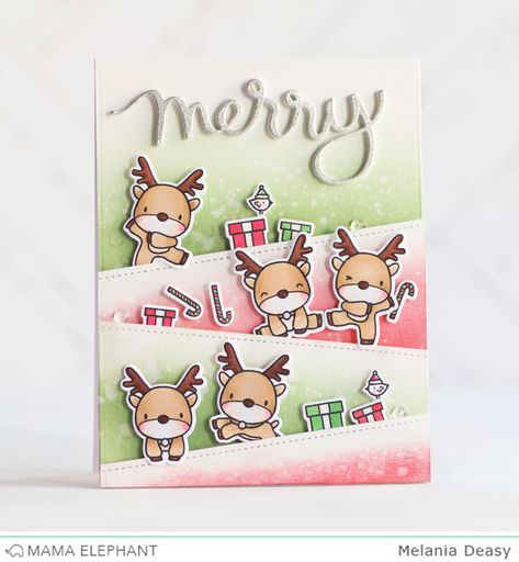 Elephant Christmas, Mama Elephant Cards, Mama Elephant Stamps, Reindeer Card, Reindeer Games, Christmas Paper Crafts, Mama Elephant, Elephant Design, Cards Christmas