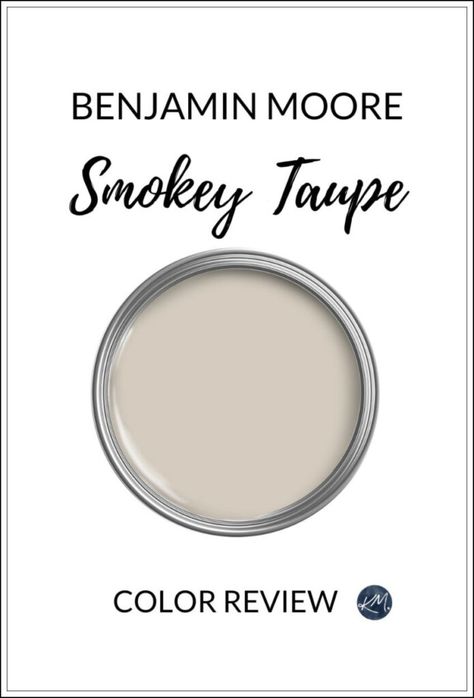 Benjamin Moore Smokey Taupe 983: Paint Color Review - Kylie M Interiors Bm Mushroom Paint Color, Pismo Dunes Benjamin Moore, Benjamin Moore Studio Clay, Best Taupe Wall Color, Thunder Paint Color Benjamin Moore, Transitional Interior Paint Colors, Best Benjamin Moore Taupe Colors, Benjamin Moore Pale Cherry Blossom, Taupe Cabinet Paint Colors