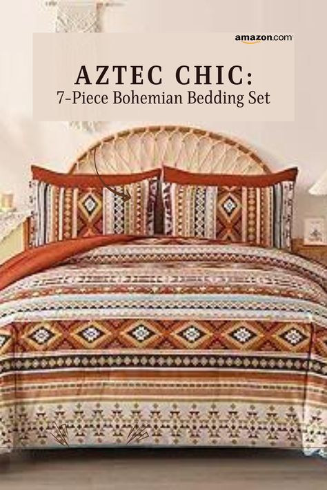 Dinjoy Boho King Size Bed in a Bag, Red Comforter Set, Aztec Striped Bedding, Bohemian Complete Set, Fluffy Geometric Burgundy Comforters
 Transform your bedroom into a bohemian oasis with our vibrant red comforter set and Aztec stripes.

#bohemianbedding #redcomforterset #aztecstripes #kingsizebedding #fluffysheets #geometricdesign #bedroomdecor #homedecor #luxurybedding #sleepessentials Terracotta Comforter, Aztec Comforter, Mexican Bedroom Decor, Bedroom Terracotta, Red Comforter Sets, Green Comforter Sets, Comforter Sets Boho, Bohemian Bedding Sets, Boho Bed