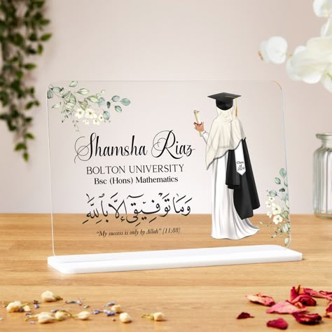 Muslim Graduation, Motivation Movies, Wedding Frame Gift, Daughter Graduation, Box Frame Art, Farewell Gifts, 16th Birthday Gifts, Acrylic Plaque, Gift Tag Cards