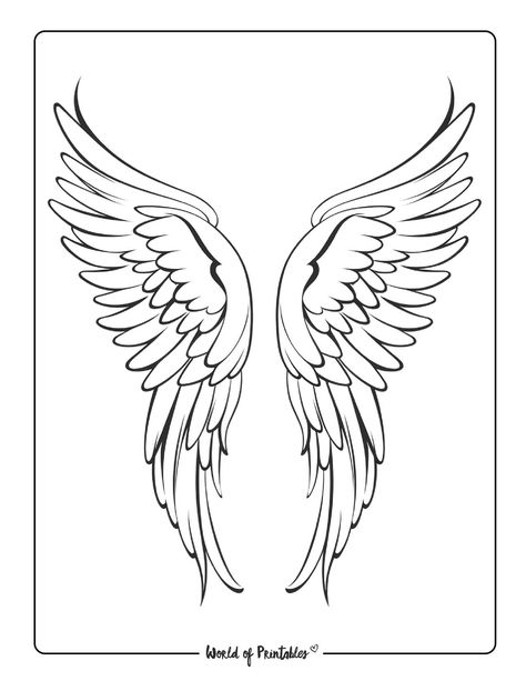 Simple Angel Wings Tattoo Design, Angel Wing Outline Tattoo, Angel Wings Drawing Simple, Angel Wings Printable, Angel Wings Tattoo Stencil, Angel Wing Outline, Wing Tattoo Arm, Miracle Tattoo, Angle Wing Tattoos