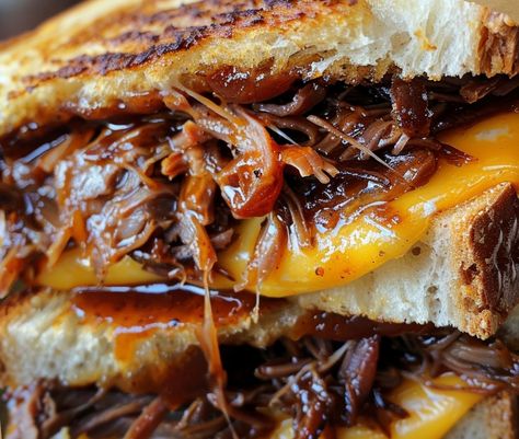 Brisket Grilled Cheese Brisket Grilled Cheese, Brisket Grilled, Slow Cooked Brisket, Tender Brisket, Corned Beef Brisket, Bbq Brisket, Grilled Cheese Sandwich, Beef Brisket, Cheese Sandwiches