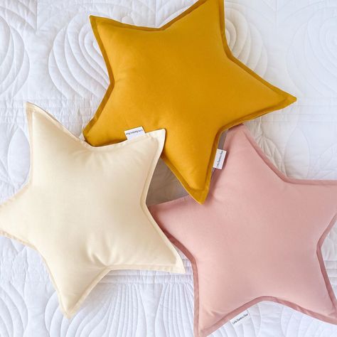 Kids Decor And Baby Essentials on Instagram: “I love this colour combination of Dusty Pink, Mustard and Natural. So much so I want to redo Madison’s room in the new year in these tones.…” Star Cushion, Star Nursery, Handmade Kids, Star Pillows, Duck Egg Blue, Creation Couture, Mini Fashion, Dusty Pink, Kids Decor