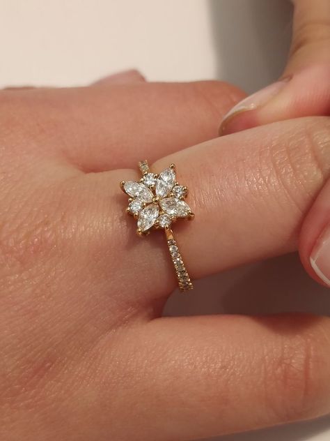 Marquise Cut Engagement Ring, Dainty Diamond Ring, Marquise Diamond Engagement Ring, Lover Jewelry, Future Engagement Rings, Flower Engagement Ring, Gold Ring Designs, Love Jewelry, Moissanite Wedding Rings