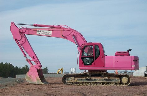 Excavator #heavyequipment #pink, 1-888-608-6188 National1tracks.com Pink Vehicles, Pink Car Interior, Pink Construction, Pink Wheels, Pink Cars, Pink Tools, Tractor Pictures, Pink Truck, Heavy Construction Equipment