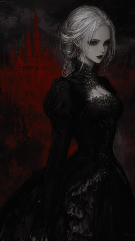 Princess Aesthetic Dark, Original Character Female, Queen Of Night, Monster Scary, Sanji Luffy, Astrid S, Anime Goth, Female Vampire, Vampire Girls