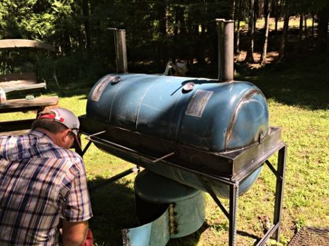 Homemade Smoker and Grill - Beyond Whole Pig Roast, Chicken Coops Homemade, Homemade Smoker Plans, Build A Smoker, Home Bbq, Smoker Plans, Barrel Smoker, Homemade Smoker, Bbq Pitmasters