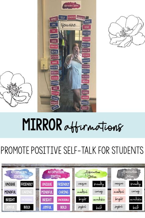 You Are Mirror Classroom, Classroom Playlist, Self Esteem Activities, Work Skills, Teacher Technology, First Day Of School Activities, Positive Self Talk, Middle School Student, Teaching Middle School