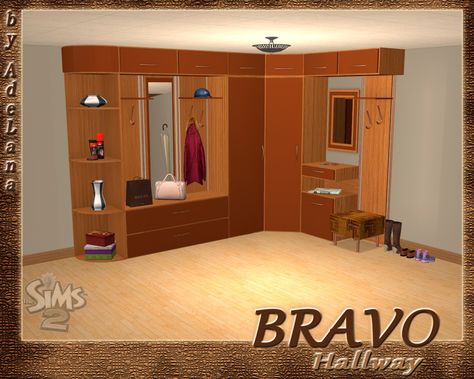 Mod The Sims - Hallway "Bravo" [TS2] Update [26/10/2016] Large Hallway, Sims 2 Mods, Small Hallways, Sims 2 Cc, Decorative Sculpture, The Sims 2, Sims House, Cut And Paste, Entrance Hall