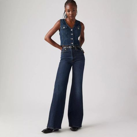 Ribcage Bell Women's Jeans - Dark Wash | Levi's® CA Levis Ribcage Bell Jeans Outfit, Bell Jeans Outfit, Levi Ribcage Jeans, Ribcage Jeans, Bell Jeans, Levis Ribcage, Levi Jeans Women, Trendy Fashion Outfits, Dark Jeans