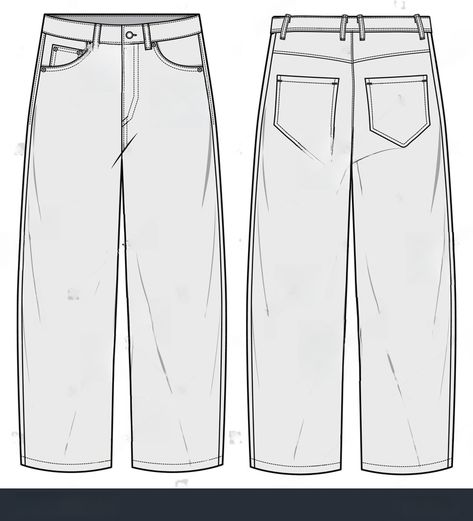 Baggy Pants Drawing, Jeans Mockup, Pants Mockup, Baggy Clothing, Pants Drawing, Clothing Templates, Fitted Slacks, Apparel Design Inspiration, 90s Y2k Fashion