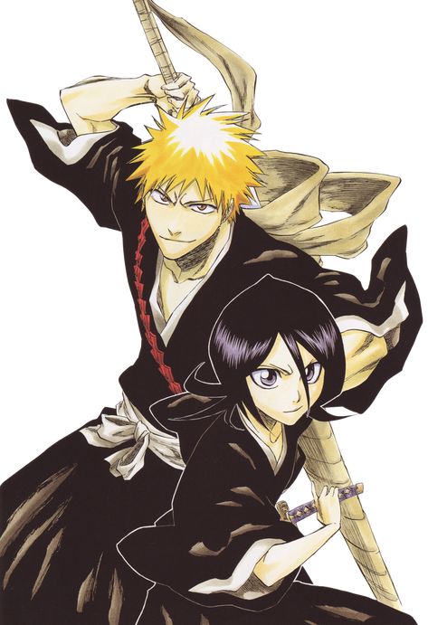 Ichigo Vs Byakuya, Tite Kubo Art, Kubo Art, Tite Kubo, Byakuya Kuchiki, Swords, Bleach, Anime, Art