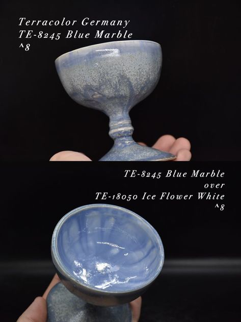 TERRACOLOR GERMANY CERAMIC GLAZE SAMPLE┃TE-8245 Blue Marble/TE-18050 Ice Flower White🔥Fired at ^8 Ice Flower, Ceramic Glaze, Flower White, Blue Marble, Glaze, Marble, Germany, Ceramics, Tableware