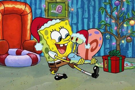 Spongebob Christmas Drawing, Christmas Spongebob Pfp, Spongebob Christmas Painting, Spongebob Christmas Aesthetic, Spongebob Winter, Christmas Spongebob, Spongebob Comics, Spongebob Halloween, Spongebob Friends