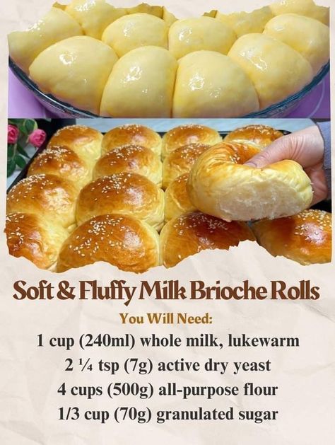 Milk Brioche Rolls, Milk Brioche, Stuffed Rolls, Brioche Rolls, Stuffed Bread, Bread Dishes, Homemade Bread Recipes Easy, Active Dry Yeast, Homemade Rolls