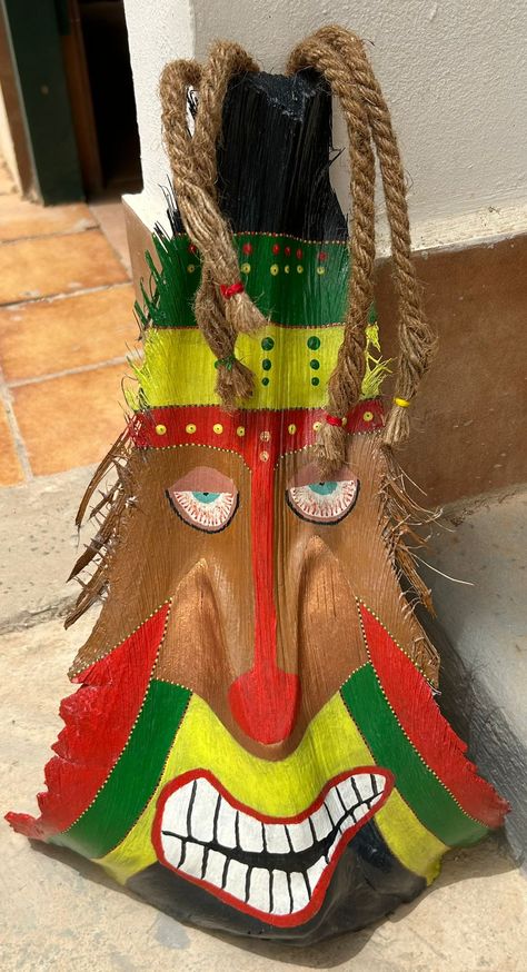 Painted Palm Fronds, Painted Mask, Palm Frond Art, Palm Tree Art, Palm Fronds, Papel Mache, Tree Art, How To Paint, Palm Tree