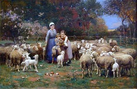 A Rustic Idyll Sheep Paintings, Galleria D'arte, Sheep Art, Tableau Art, Paintings I Love, A4 Poster, Oil Painting Reproductions, Arte Animal, Romantic Art