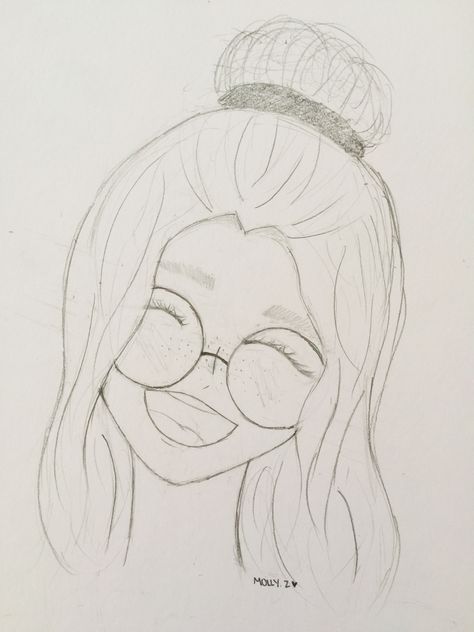 Anime Happy Face Drawing, How To Draw A Happy Face, Anime With Glasses Drawing, Smiling Person Drawing, Happy People Drawing, Face With Glasses Drawing, Happy Face Sketch, Girl Smiling Drawing, Glasses Girl Drawing