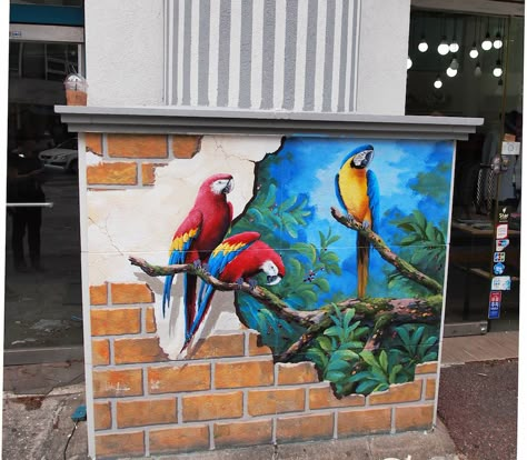 Street Art from Seoul Area, South Korea. Photo by Mark Johnson 22 South Korean Street, Korean Graffiti, 3d Art Museum, South Korea Photo, 3d Art Painting, Korea Photo, Street Art Utopia, Creative Wall Painting, 3d Wall Painting