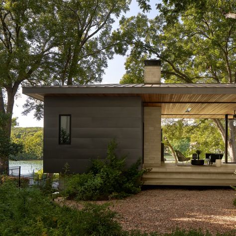 Dogtrot House, Waterfront Cabins, Contemporary Houses, Ski Slope, Lake Austin, Lakeside Cabin, Cedar Siding, Austin Homes, Lakefront Homes