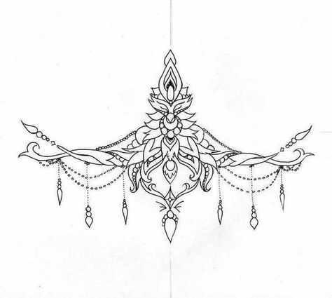 Mandala Sternum Tattoo, Sternum Tattoo Design, Underboob Tattoo Designs, 42 Tattoo, Inspiration Tattoos, Geniale Tattoos, Lace Tattoo, Tattoo Stencil Outline, Sternum Tattoo