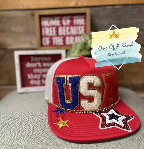 Celebrate 4th of July in style with this new Mother Trucker hat at One Of A Kind Boutique! Come pick out patches and make your own! We'll help you decide on which look is for you, if you need it! 💙🩵💛 4th Of July Trucker Hats, 4th Of July Trucker Hat, New Mothers, Summer Diy, Birthday Celebration, Make Your Own, Trucker Hat, 4th Of July, Boutique