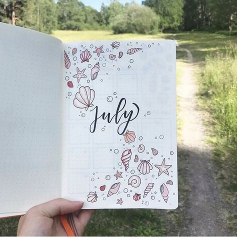 Jully bullet journal ideas #bujo #bujoideas Journal D'inspiration, Bullet Journal Month, Bullet Journal Page, Bullet Journal 2020, Bullet Journal Cover Page, Bullet Journal Aesthetic, Bullet Journal Notebook, Bullet Journal Themes, Bullet Journal Writing