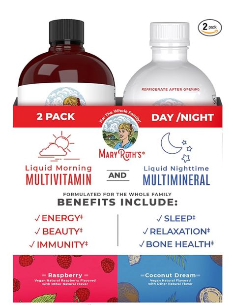 Multivitamin for Men, Women & Kids: MaryRuth's delicious raspberry liquid multivitamin is an easy-to-take liquid! Receive the benefits of many essential vitamins, minerals, and other nutrients - support energy levels with B complex vitamins, and support immunity with Vitamin C, Zinc, and Vitamin E. Liquid Multivitamin, Nerve Health, Coconut Dream, Raspberry Coconut, Vegan Vitamins, Healthy Swaps, C Vitamin, Sleep Support, B Complex