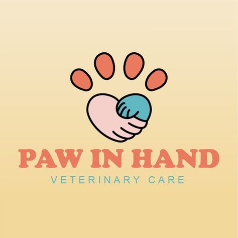 Paws Logo Design, Pet Clinic Logo, Paw In Hand, Animal Shelter Logo, Pet Care Logo, Paw Logo, Human Animal, Charity Logos, Kitten Stickers