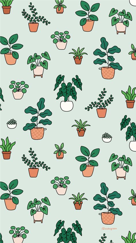 Houseplant Aesthetic Wallpaper, Houseplant Wallpaper Iphone, Wallpaper Backgrounds Plants, Patterned Wallpaper Iphone, Plant Phone Background, Plant Wallpaper Drawing, Earthy Wallpaper Phone, Botanical Aesthetic Wallpaper, Cute Plant Wallpaper