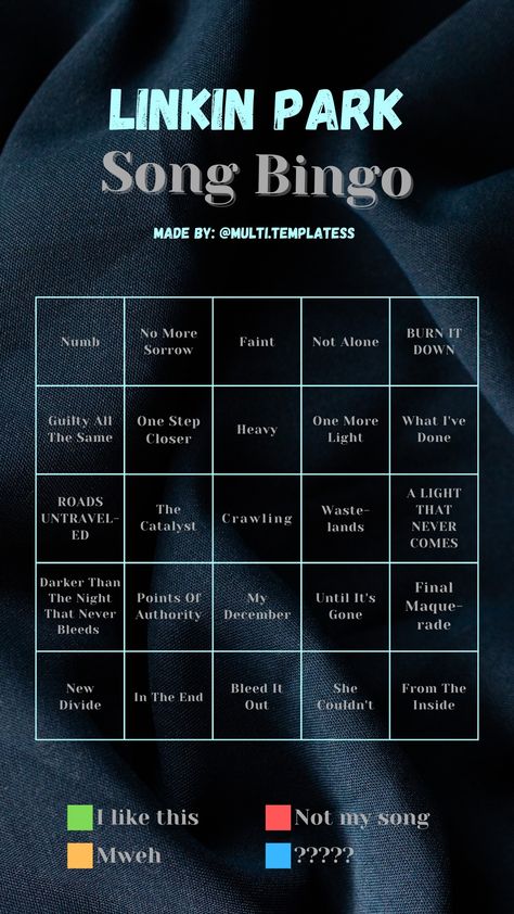 Linkin Park Music Bingo, Song Challenge, Heavy And Light, Chester Bennington, Templates Instagram, Instagram Music, Linkin Park, Chester, First Step