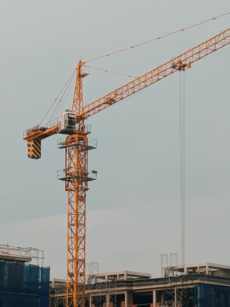 Construction Site Aesthetic, Construction Aesthetic, Camper Steps, Tower Crane, Blurred Background Photography, Commercial Construction, Casual Joggers, Summer Photos, Construction Site