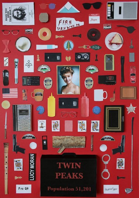 Artist Arranges Iconic Objects in Television Shows into Minimalist Posters Twin Peaks Poster, Twin Peaks Art, Miss Moss, Between Two Worlds, Poster Artwork, Twin Peaks, Film Posters, Film Serie, Breaking Bad