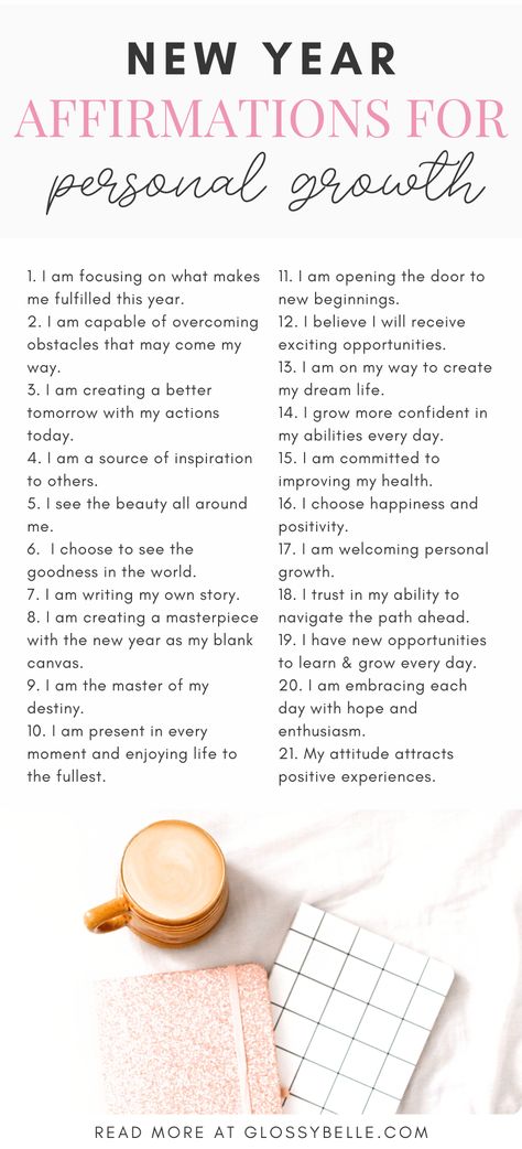 The new year is the perfect time for new beginnings, renewal, and reflection. To get you into the right mindset to do your best this year, start the year with positive new year affirmations to foster growth, happiness, and everything in between. | personal growth | personal development | positive affirmations for a new year | affirmations for a new year | new years affirmations | new year goals | daily affirmations | affirmations for goal setting | mindset | setting intentions #affirmations New Years Affirmations, New Year Intentions, New Year Affirmations, Calming Affirmations, Job Affirmations, Night Affirmations, Happiness Affirmations, 2024 Affirmations, Time For New Beginnings