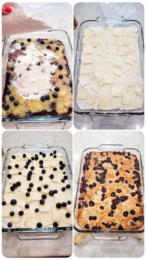 Diet Deserts, Dump Desserts, Blueberry Dump Cake, Blueberry Dump Cake Recipes, Easy Cream Pie, Cherry Dump Cake Recipe, Carrot Desserts, Homemade Strawberry Ice Cream, Cherry Dump Cake